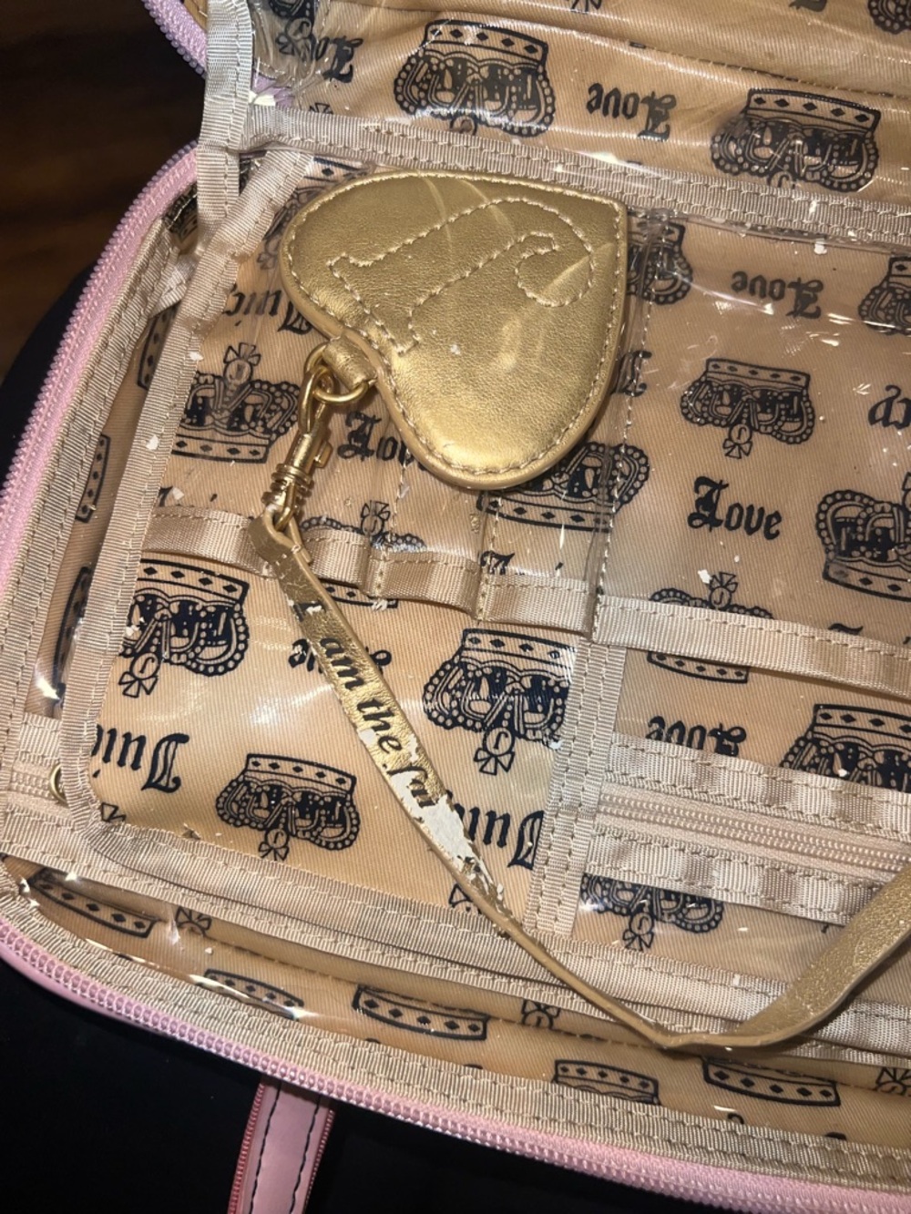 Vintage Juicy Couture Navy and Pink Velvet Cosmetic Bag - Picture 6 of 6